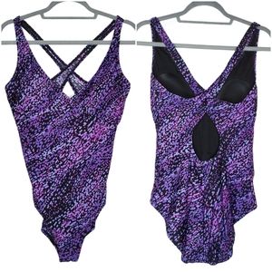 Speedo Surplice Neck Criss Cross Back Swimsuit NWT